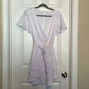 White ruffled wrap dress